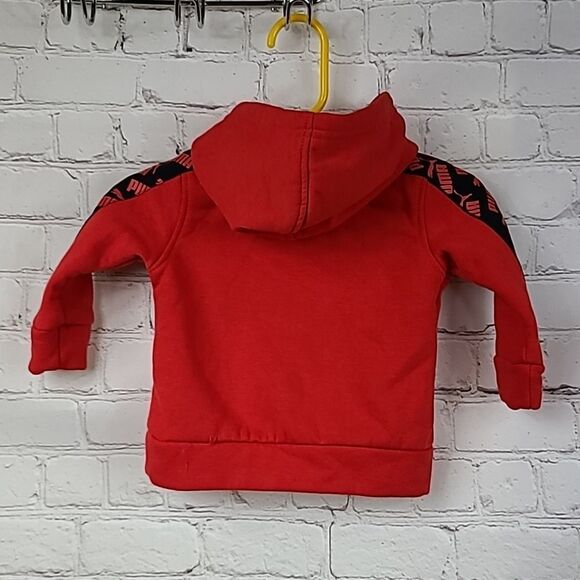 Baby Boys 0-3M Red Puma Hoodie Fleece Sweatshirt Logo Graphic Winter Pullover - Picture 3 of 6